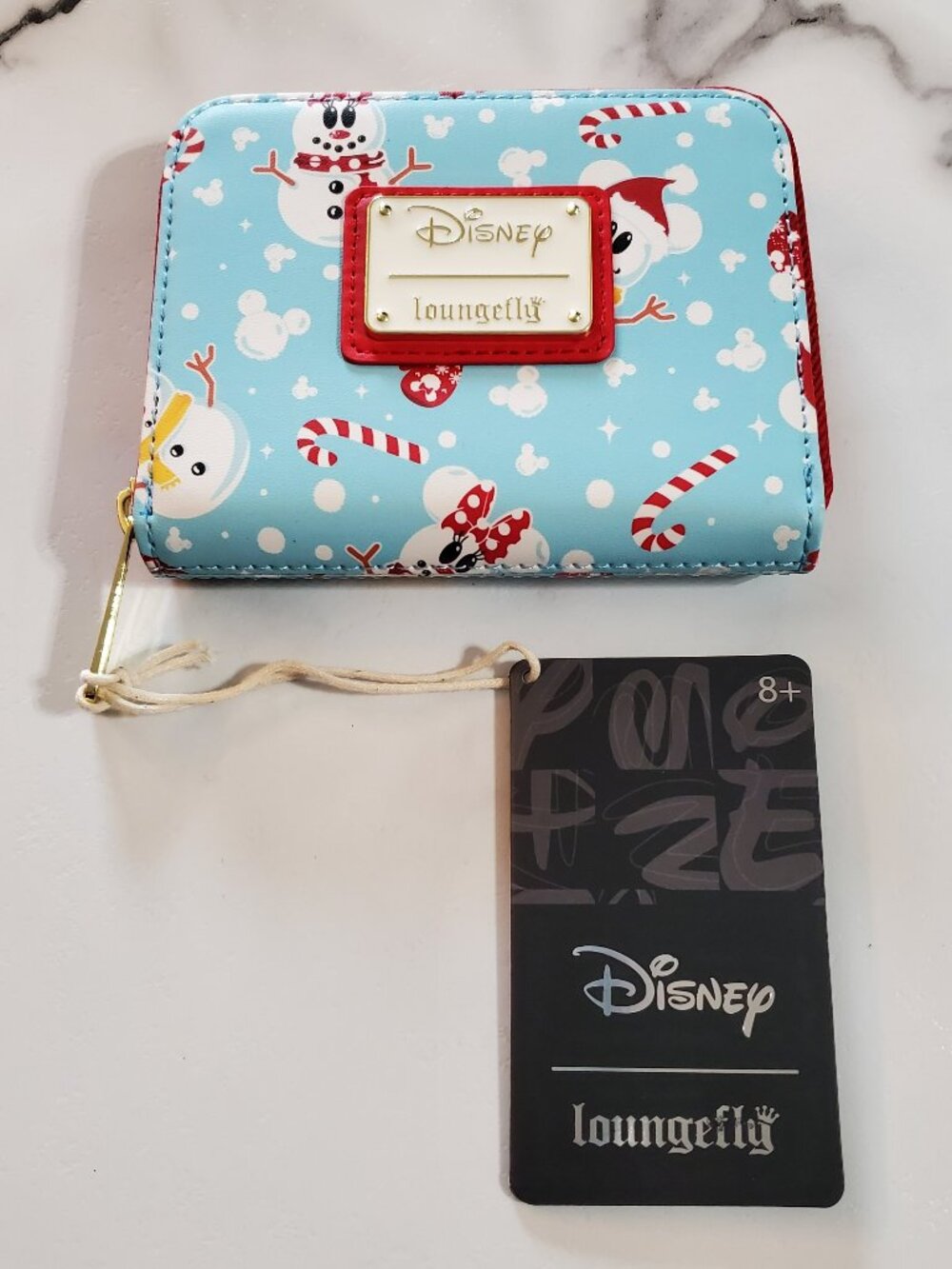 Disney Loungefly Snowman Mickey & Minnie  Zip Around Wallet